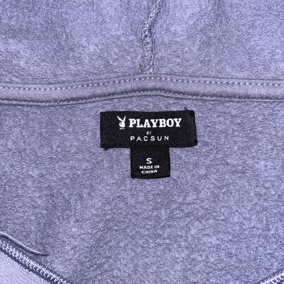 Playboy By PacSun Active Slate Blue Crop Hoodie - Picture 6 of 8